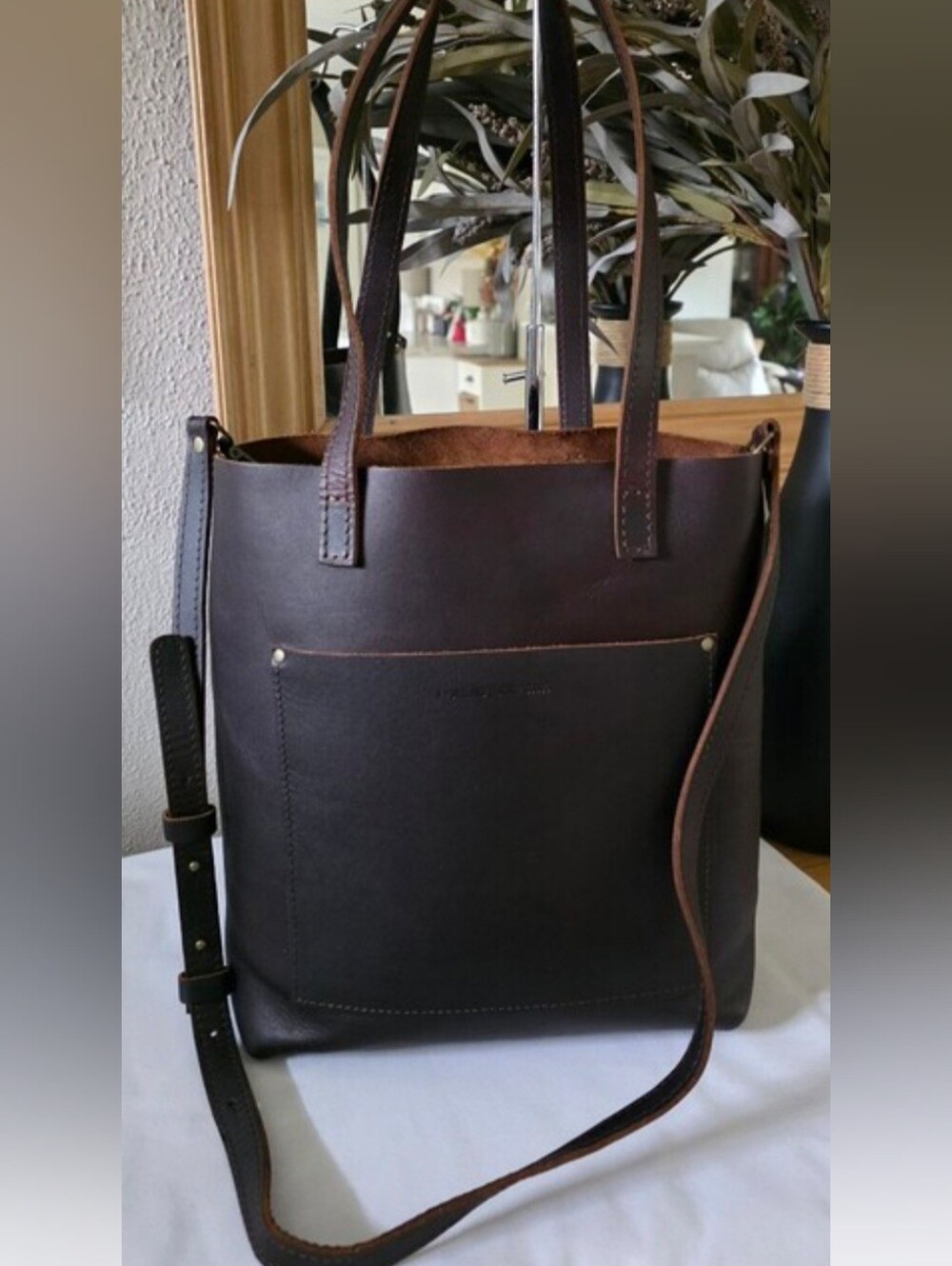 Portland Leather Large Grizzly Brown Crossbody Tote FSCB Price firm